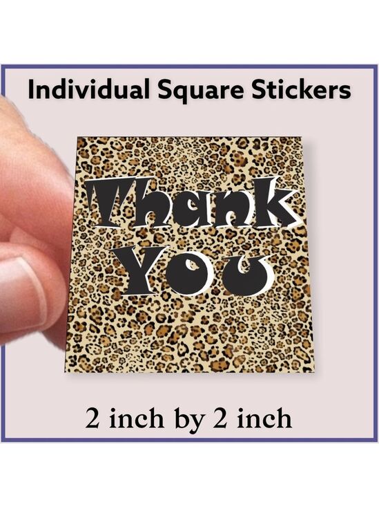 Mailers And More Other - 100 (2x2 Inch) Square Stickers, Leopard High Gloss, Thank You